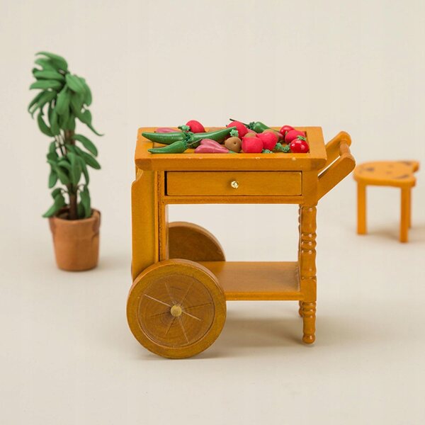 1/12 Miniatur-Holzwagen für Puppenhaus – handgefertigte Möbel
