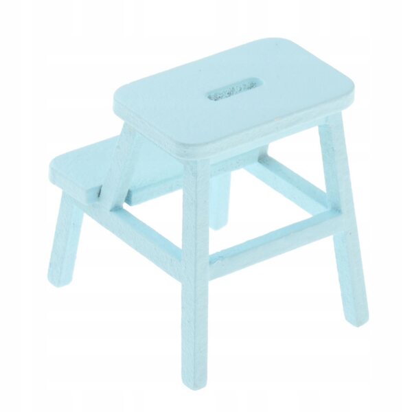 Dollhouse Step Chairs 2 Step Stool Chair Model Miniature Handpainted Blue