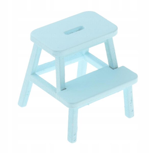 Dollhouse Step Chairs 2 Step Stool Chair Model Miniature Handpainted Blue