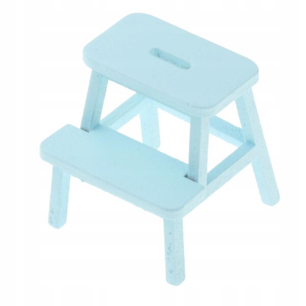 Dollhouse Step Chairs 2 Step Stool Chair Model Miniature Handpainted Blue