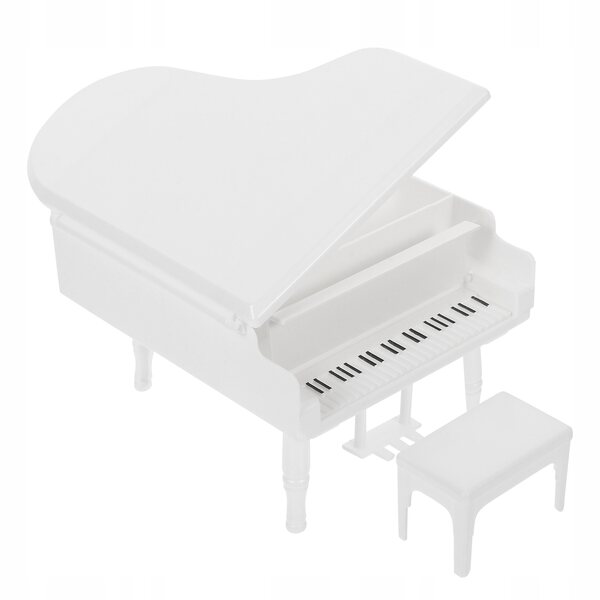 Mini Pianoforte Bianco con Sgabello per Casa delle Bambole in Materiale PP Leggero