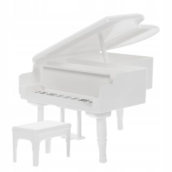 Mini Pianoforte Bianco con Sgabello per Casa delle Bambole in Materiale PP Leggero
