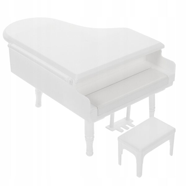 Mini Pianoforte Bianco con Sgabello per Casa delle Bambole in Materiale PP Leggero