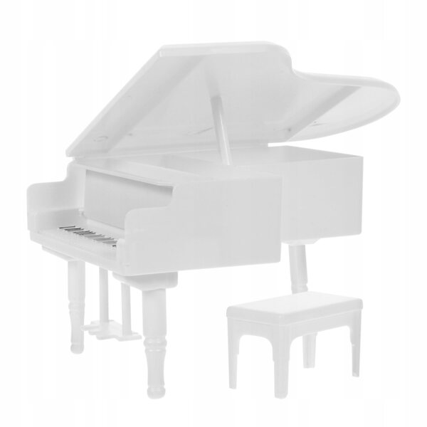 Mini Pianoforte Bianco con Sgabello per Casa delle Bambole in Materiale PP Leggero