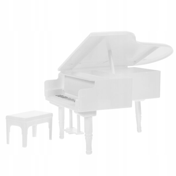 Mini Pianoforte Bianco con Sgabello per Casa delle Bambole in Materiale PP Leggero