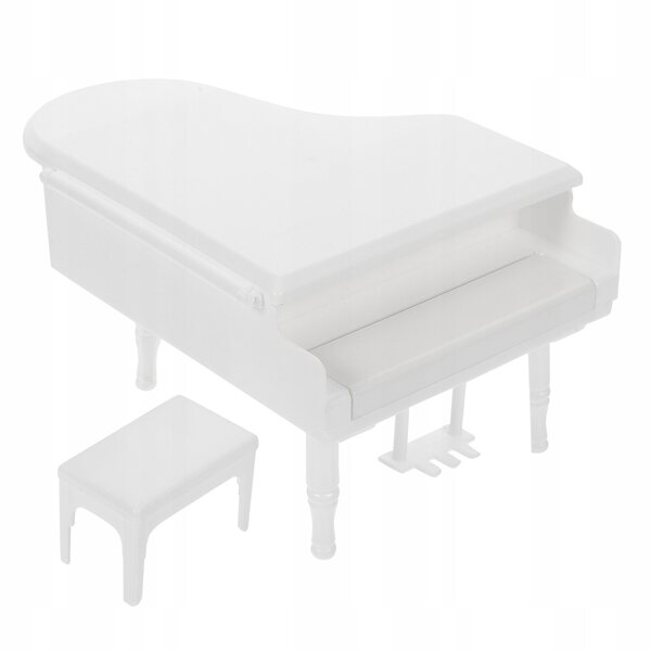 Mini Pianoforte Bianco con Sgabello per Casa delle Bambole in Materiale PP Leggero