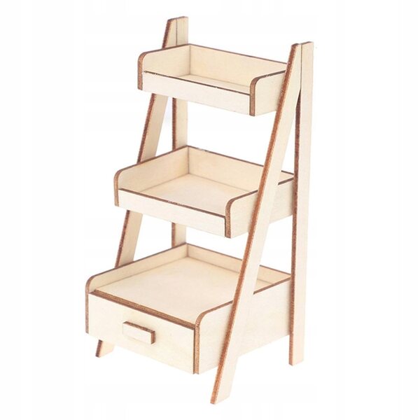 1/12 miniatuur houten display met 3 niveaus voor bloemen en poppenhuisdecoraties