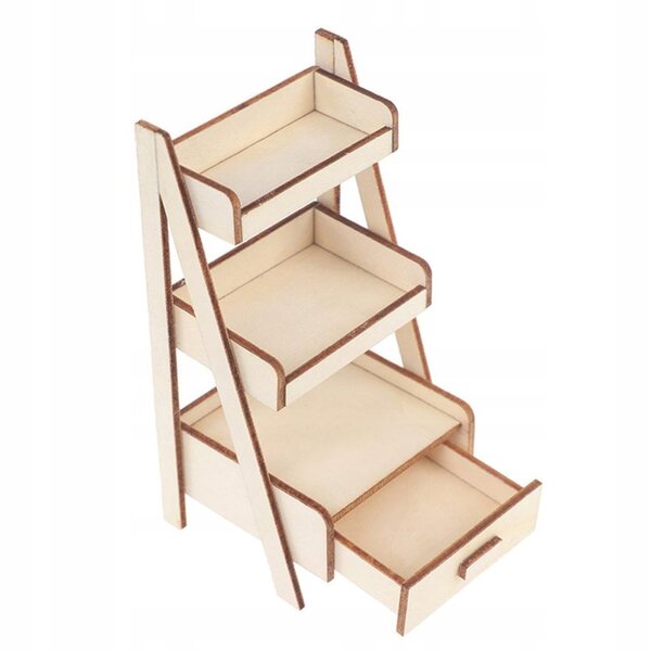Espositore miniatura 1/12 in legno a 3 livelli per fiori e decorazioni casa bambole