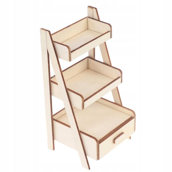 Espositore miniatura 1/12 in legno a 3 livelli per fiori e decorazioni casa bambole