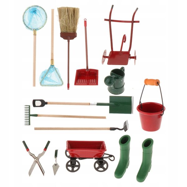 Set 14 Miniature Attrezzi da Giardino 1:12 per Case delle Bambole e Progetti DIY