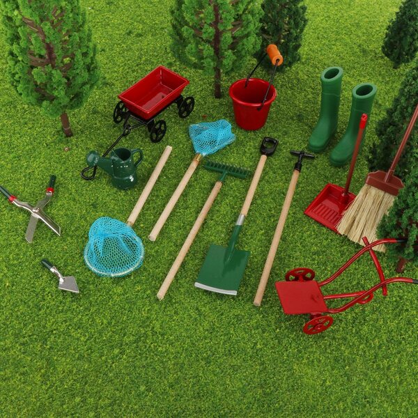Set 14 Miniature Attrezzi da Giardino 1:12 per Case delle Bambole e Progetti DIY