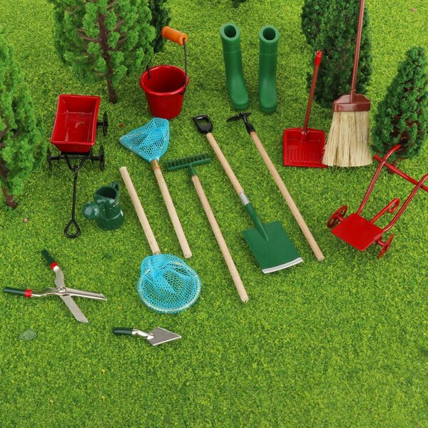 Set 14 Miniature Attrezzi da Giardino 1:12 per Case delle Bambole e Progetti DIY