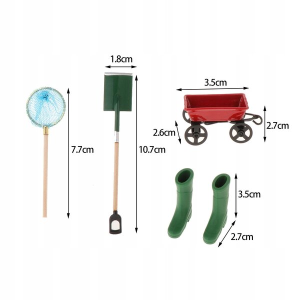Set 14 Miniature Attrezzi da Giardino 1:12 per Case delle Bambole e Progetti DIY