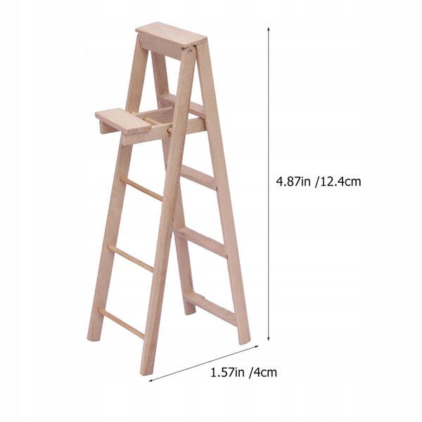 Mini Drabina in Legno per Decorazioni Domestiche e Giardini in Miniatura
