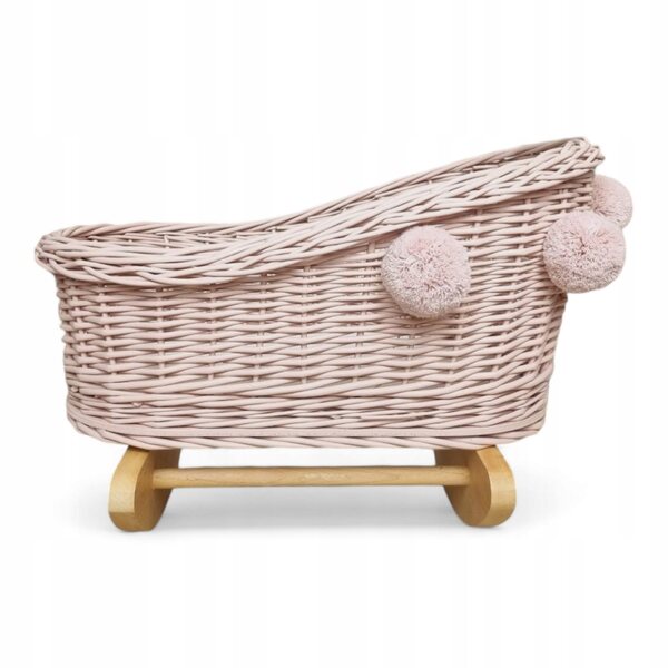 Pink flet dukkeseng med pompon - dukkeseng 43 cm
