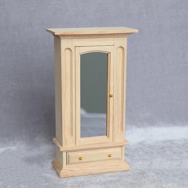 Miniatura Armadio in Legno con Specchio per Casa delle Bambole 1:12