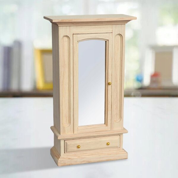 Miniatura Armadio in Legno con Specchio per Casa delle Bambole 1:12