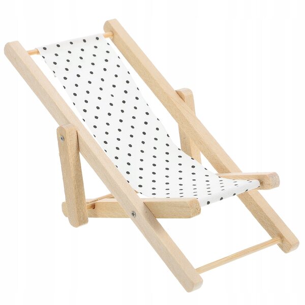 Miniatura Poltrona Da Spiaggia In Legno Per Casa Delle Bambole 11x5,5x4,9cm
