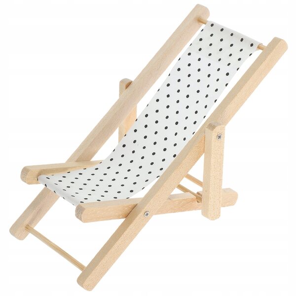 Miniatura Poltrona Da Spiaggia In Legno Per Casa Delle Bambole 11x5,5x4,9cm