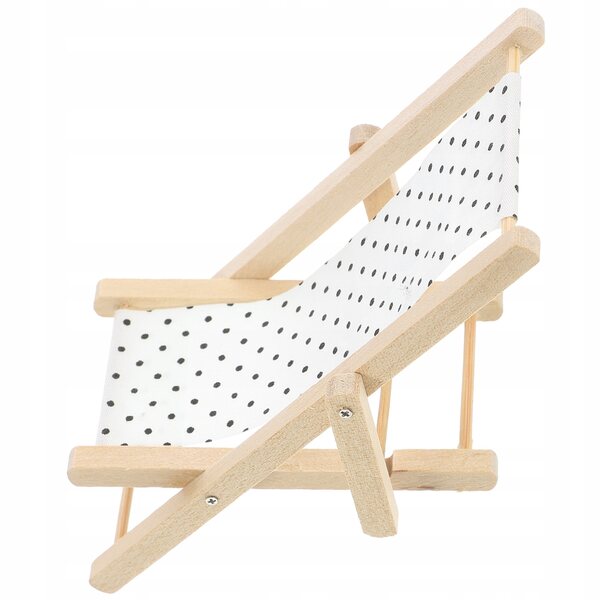 Miniatura Poltrona Da Spiaggia In Legno Per Casa Delle Bambole 11x5,5x4,9cm