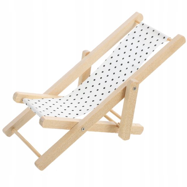 Miniatura Poltrona Da Spiaggia In Legno Per Casa Delle Bambole 11x5,5x4,9cm