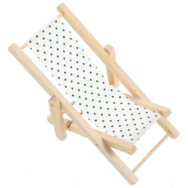 Miniatura Poltrona Da Spiaggia In Legno Per Casa Delle Bambole 11x5,5x4,9cm
