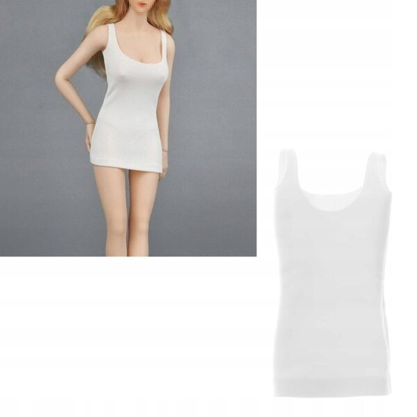 1/6 Modisches, lässiges weißes Minikleid für 12-Zoll-Puppen, ärmellos
