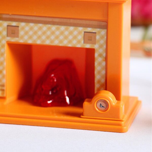 1:12 Puppenhaus-Miniaturzubehör – dekorativer Kamin, Pflanze und Uhr