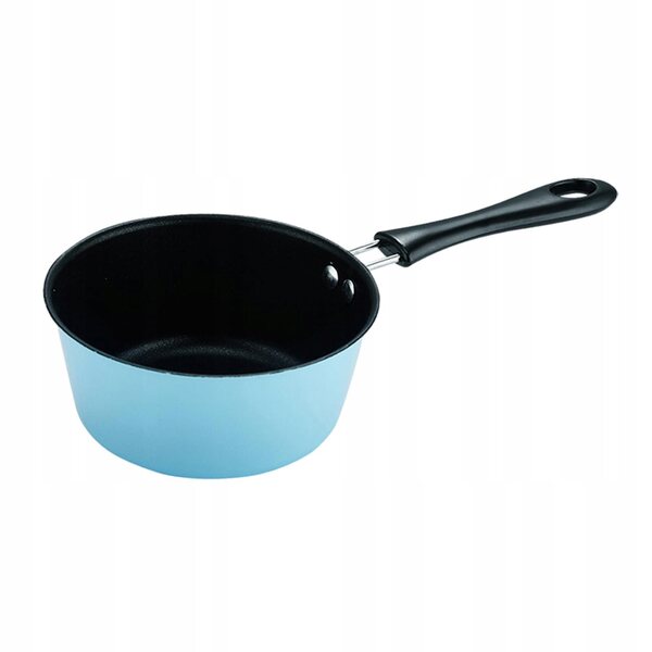 Mini padella in acciaio blu con manico ergonomico per cucina e giochi