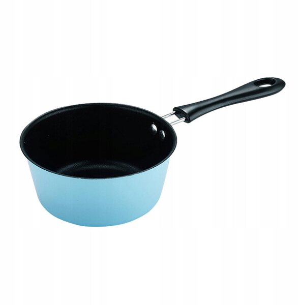 Mini padella in acciaio blu con manico ergonomico per cucina e giochi