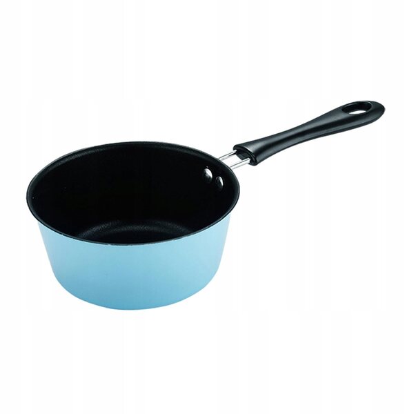 Mini padella in acciaio blu con manico ergonomico per cucina e giochi