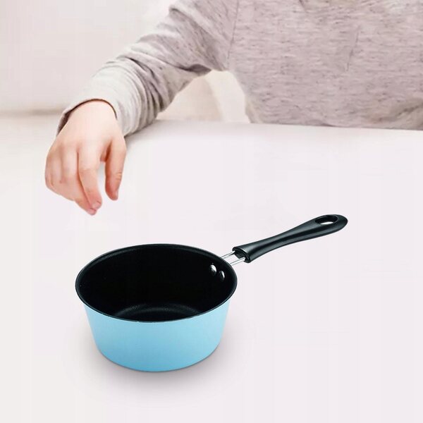 Mini padella in acciaio blu con manico ergonomico per cucina e giochi