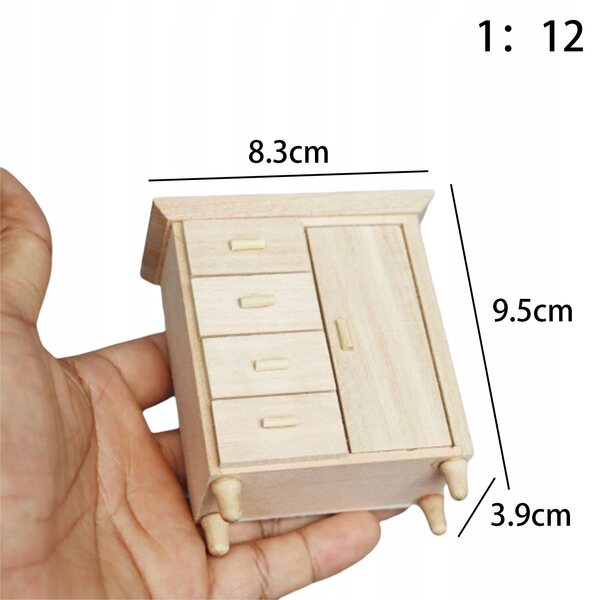 1:12 Miniatur-Holzschrank für Puppenhaus-Dekormöbel