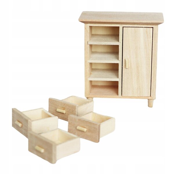 1:12 Miniatur-Holzschrank für Puppenhaus-Dekormöbel