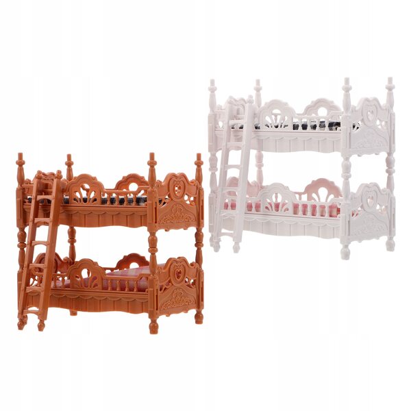 Set 2 Letti a Castello Colorati per Casa delle Bambole in Plastica e Tessuto
