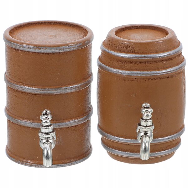 Set 2 Mini Botti in Legno Realistiche per Decorazioni e Miniature