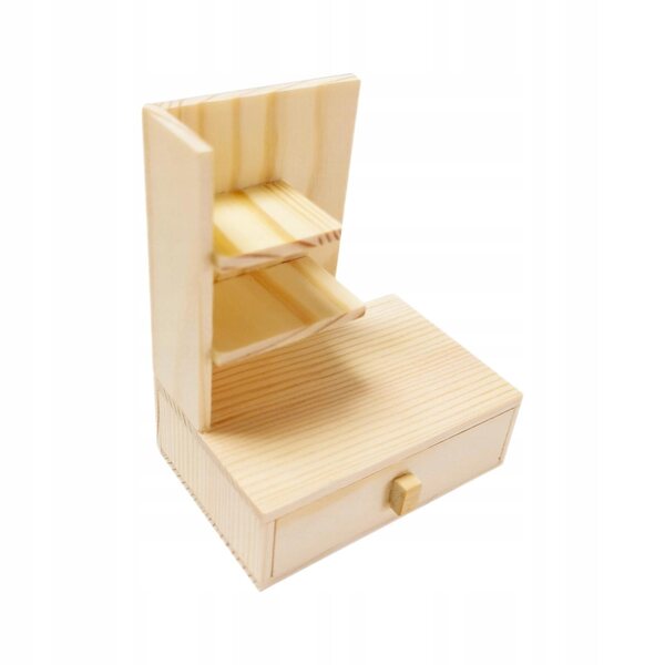 Beigefarbene Miniatur-Holzmöbel für Puppenhaus im Maßstab 1:12