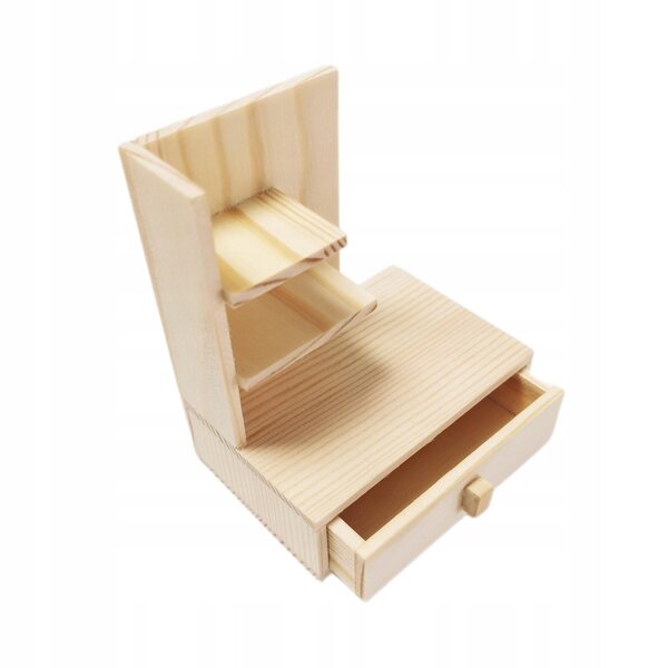 Beigefarbene Miniatur-Holzmöbel für Puppenhaus im Maßstab 1:12