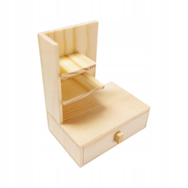 Beigefarbene Miniatur-Holzmöbel für Puppenhaus im Maßstab 1:12