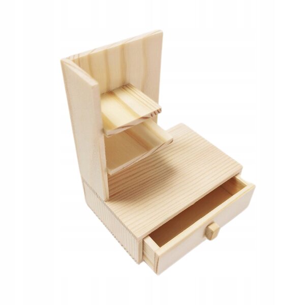 Beigefarbene Miniatur-Holzmöbel für Puppenhaus im Maßstab 1:12