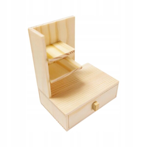 Beigefarbene Miniatur-Holzmöbel für Puppenhaus im Maßstab 1:12