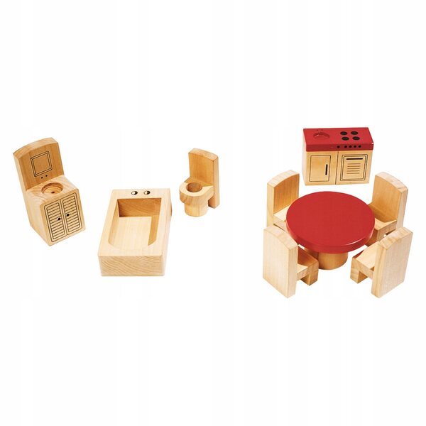 Nathan set di mobili in legno per bambini con cucina e arredi bagno