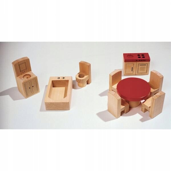 Nathan set di mobili in legno per bambini con cucina e arredi bagno