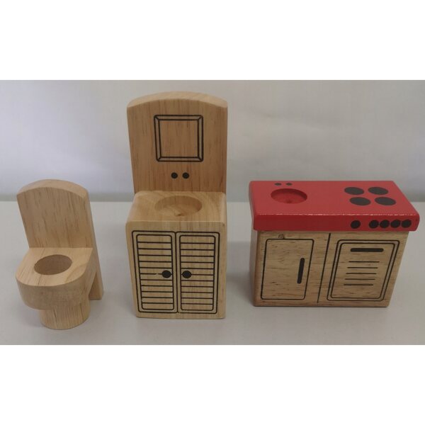 Nathan set di mobili in legno per bambini con cucina e arredi bagno