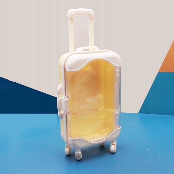 1:12 Mini Gelber Koffer für Puppenhaus, kleine Reisetasche und Dekoration