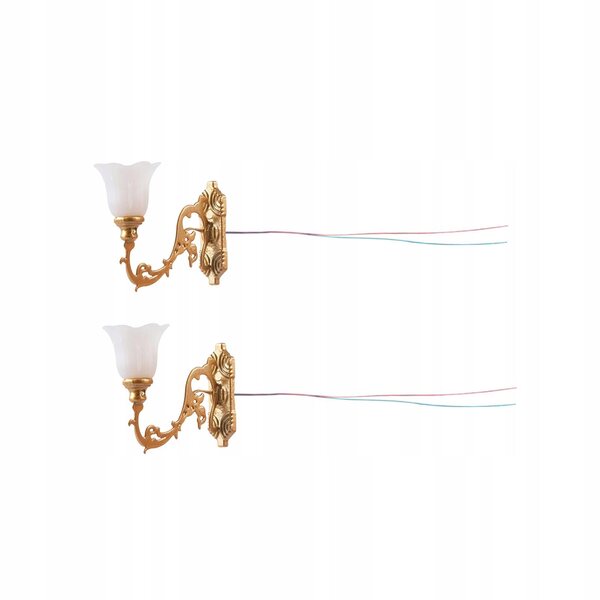 Lampade da parete a LED vintage per casa delle bambole in acciaio inox 1:12, set da 2