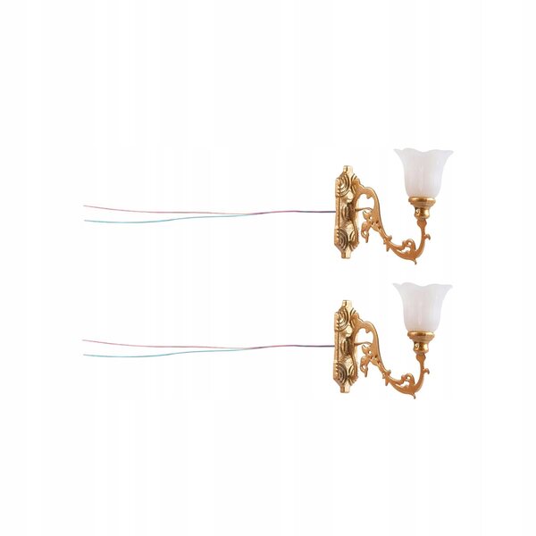 Lampade da parete a LED vintage per casa delle bambole in acciaio inox 1:12, set da 2