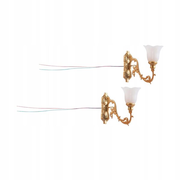 Lampade da parete a LED vintage per casa delle bambole in acciaio inox 1:12, set da 2