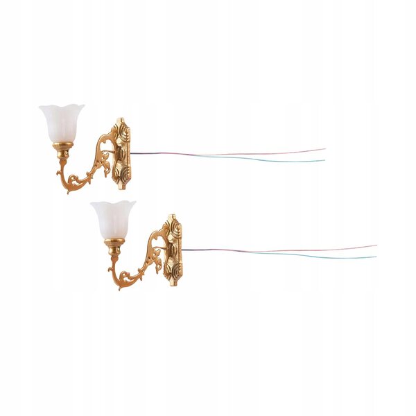Lampade da parete a LED vintage per casa delle bambole in acciaio inox 1:12, set da 2