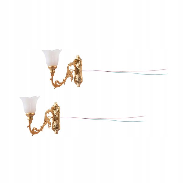 Lampade da parete a LED vintage per casa delle bambole in acciaio inox 1:12, set da 2